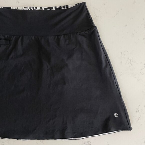 Reversible Pull On Golf Pickleball Mini Skirt Abstract Print/Solid Blk Wht S - Picture 4 of 11